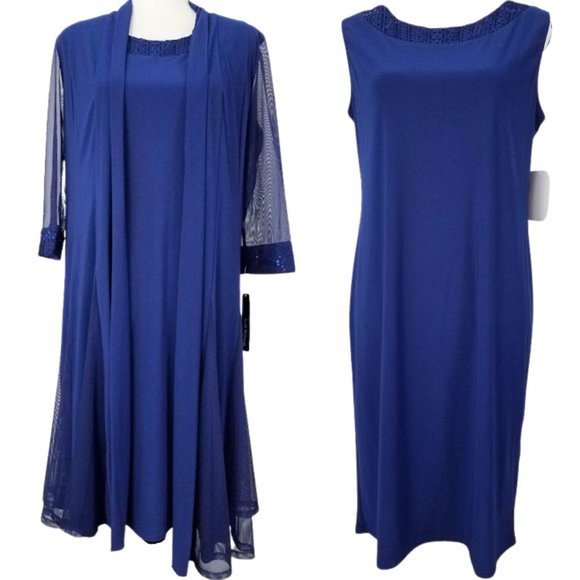 R & M RICHARDS Royal Blue Sleeveless Dress & Jacket 2 PC Set - Women's 10 - Picture 2 of 8